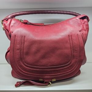 Chloé Red Pebbled Leather Hobo Shoulder Bag